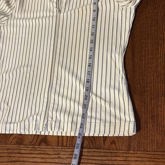 Boston Proper white striped STRETCH 2 way ZIPPED shirt jacket lightweight Med - Picture 9 of 14